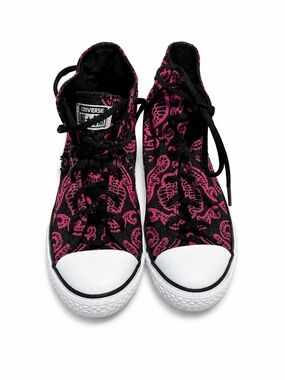 Converse One Star High Top Skull Print Sneakers Black Pink Women’s size 6